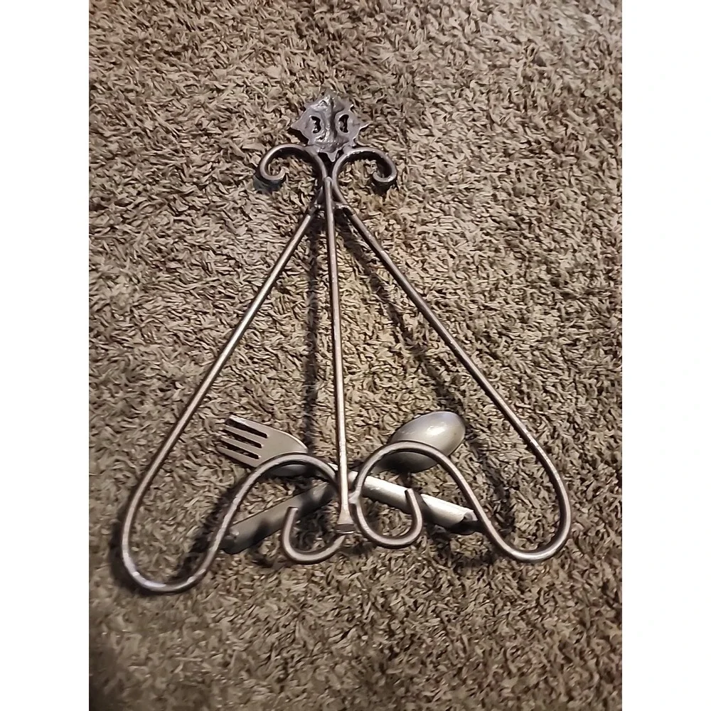 Folding Metal Easel Plate Stand Cookbook Holder‎ Fork Spoon Rack Distressed